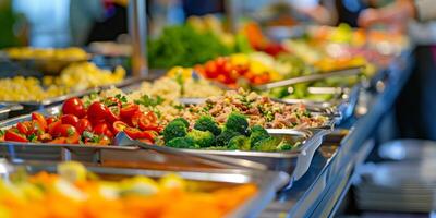 Group buffet meals in a restaurant photo