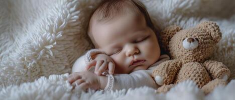 baby sleeps with a toy photo