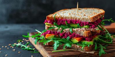 vegetarian sandwich on a dark background photo