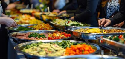 Group buffet meals in a restaurant photo