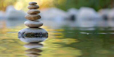 pebble pyramid on the lake photo