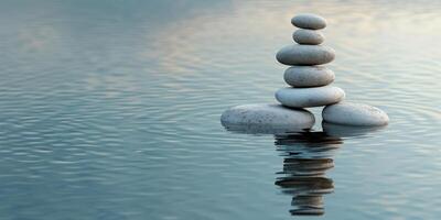 pebble pyramid on the lake photo