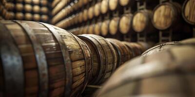 barrels of fortified drinks in the basement photo