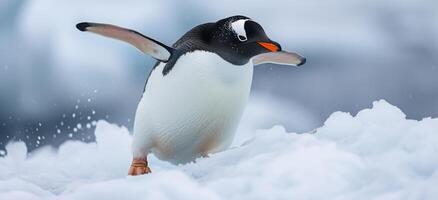 Penguin on ice photo