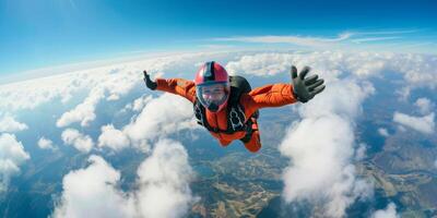 skydiver above the clouds photo