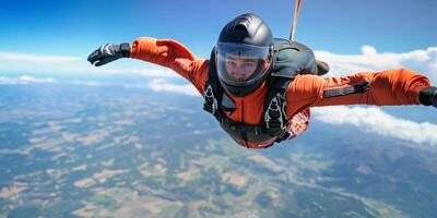 skydiver above the clouds photo