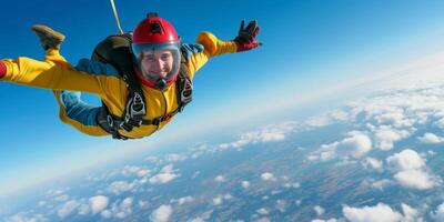 skydiver above the clouds photo