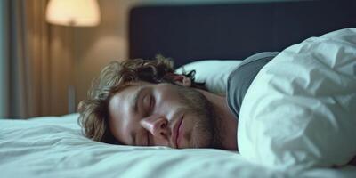 man sleeps peacefully photo