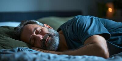 man sleeps peacefully photo