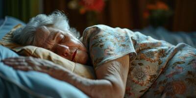 elderly woman sleeping peacefully photo