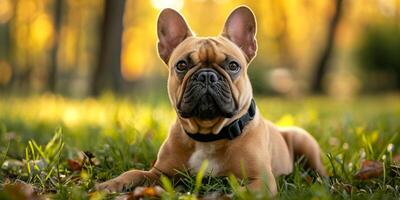 French bulldog outdoors close-up photo