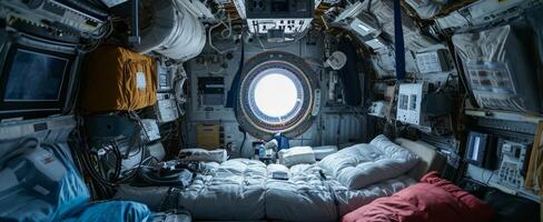 International Space Station in Earth orbit, interior view from inside photo