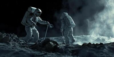 lunar expedition astronauts on the surface of the moon photo