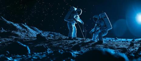 lunar expedition astronauts on the surface of the moon photo