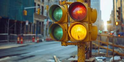 traffic lights traffic control road repair photo