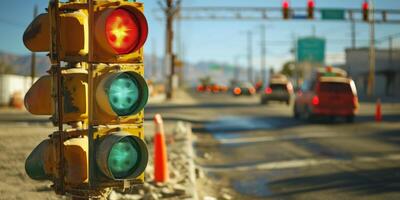 traffic lights traffic control road repair photo