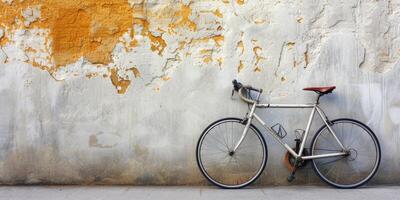 city bike near a grunge wall photo