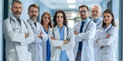 medical staff in the hospital corridor photo