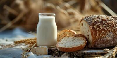 milk bread and cheese kosher products photo