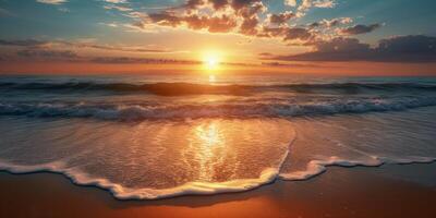 sunset on the seashore photo