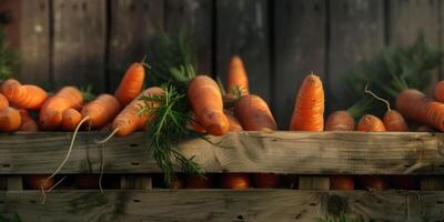 carrots in a wooden box photo