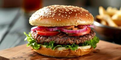 Burger hamburger close-up photo