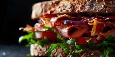 sandwich with ham and vegetables photo