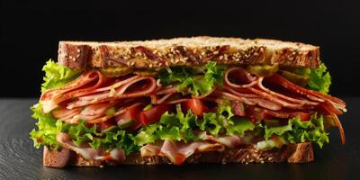 sandwich with ham and vegetables photo