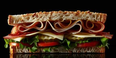 sandwich with ham and vegetables photo