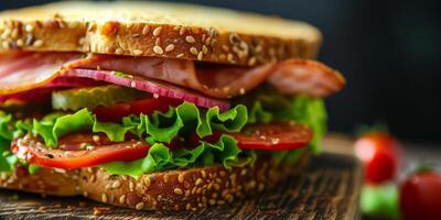 sandwich with ham and vegetables photo