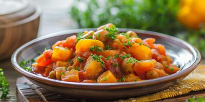 vegetable stew in a plate photo