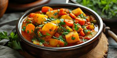 vegetable stew in a plate photo