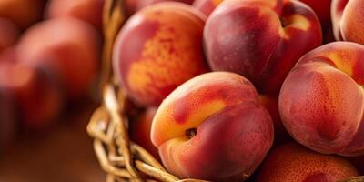 ripe peaches in a basket photo