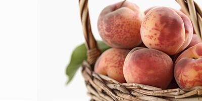 ripe peaches in a basket photo