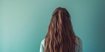 woman with beautiful hair back view photo