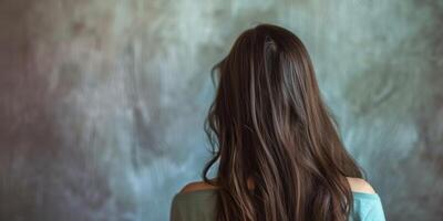 woman with beautiful hair back view photo