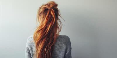 woman with beautiful hair back view photo