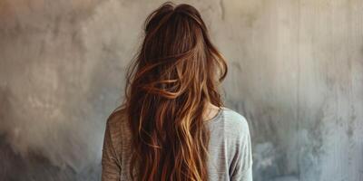 woman with beautiful hair back view photo