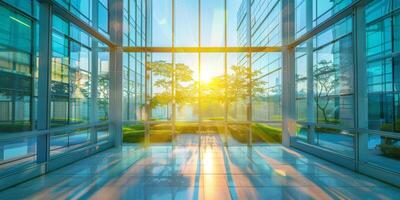 empty office in a glass building photo