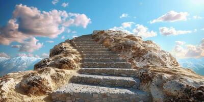 stone stairs uphill photo