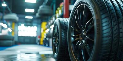 changing tires at a car service center photo