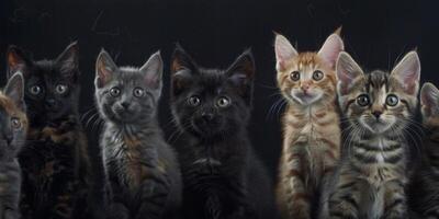 studio photo of a group of cats