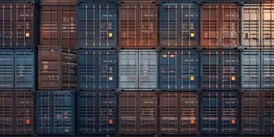 Stacked cargo containers in a warehouse photo