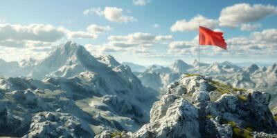 flag on top of the mountain photo