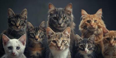 estudio foto de un grupo de gatos