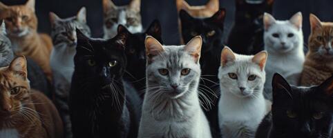 studio photo of a group of cats