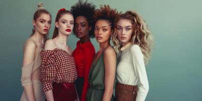 group portrait of multiethnic women Fashion photo