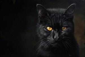 negro gato con espacio para un inscripción foto