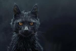 negro gato con espacio para un inscripción foto