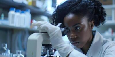 African American woman scientists working in the laboratory photo